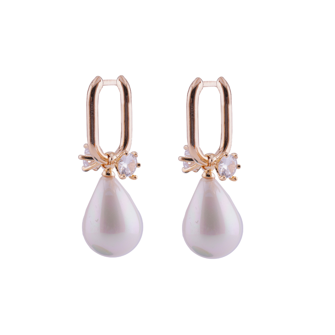 Gold Plated Freshwater Pearl Drop Earrings