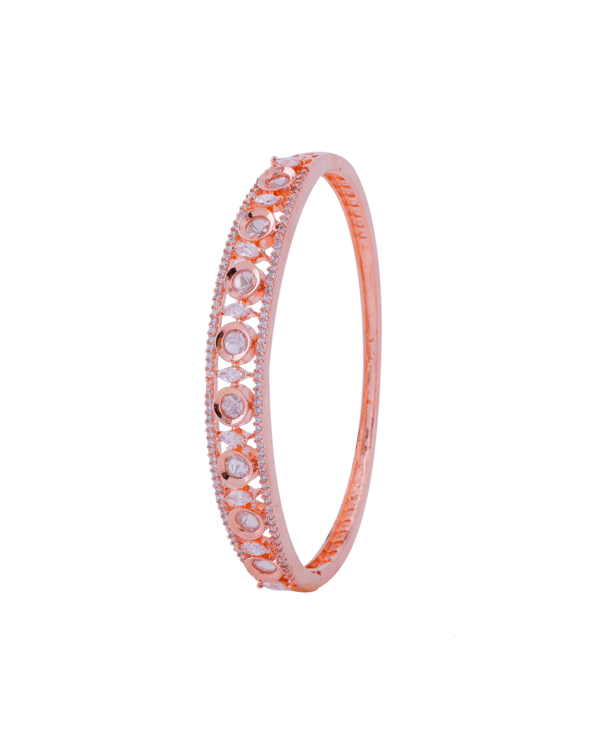 Rose Gold Round Cut Kundan Bracelet