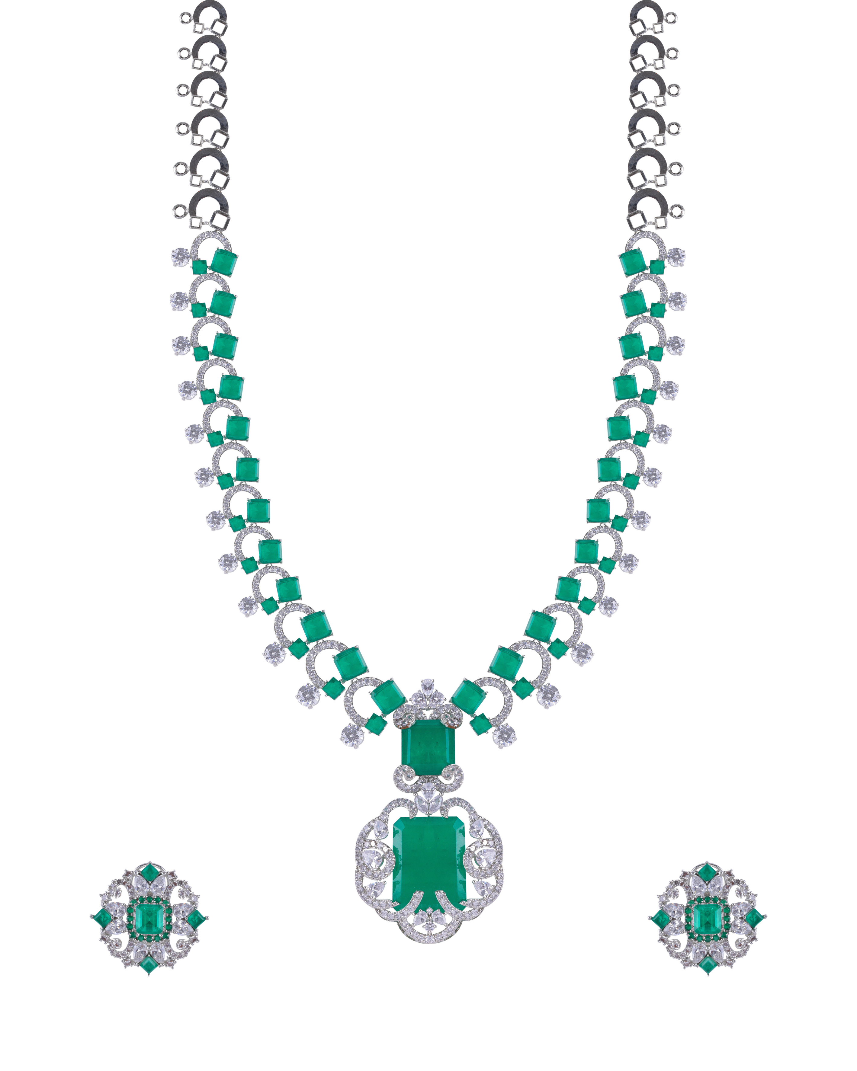 Regal Emerald Cascade Necklace Set