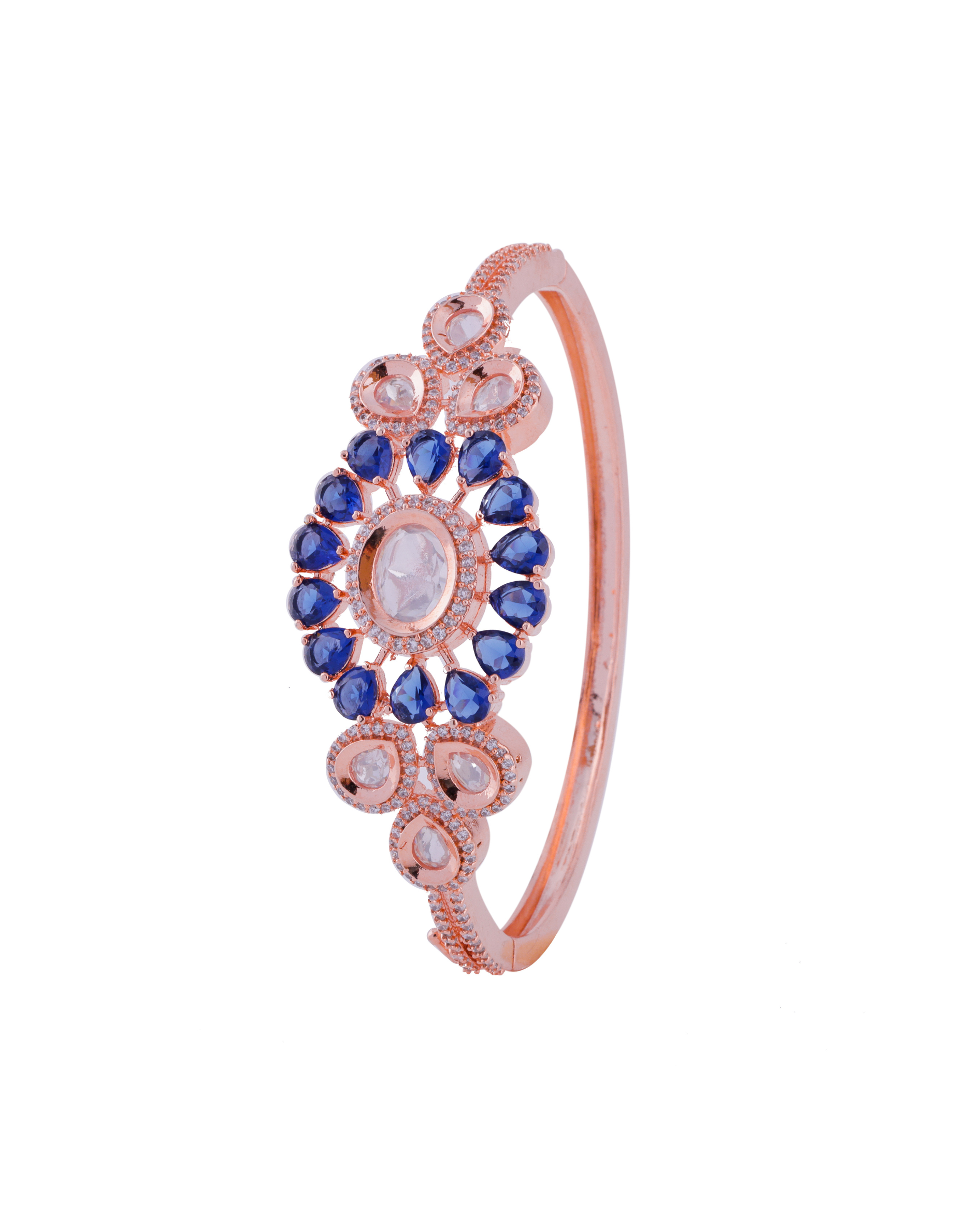 Blue Stone Kundan Rose Gold Bracelet