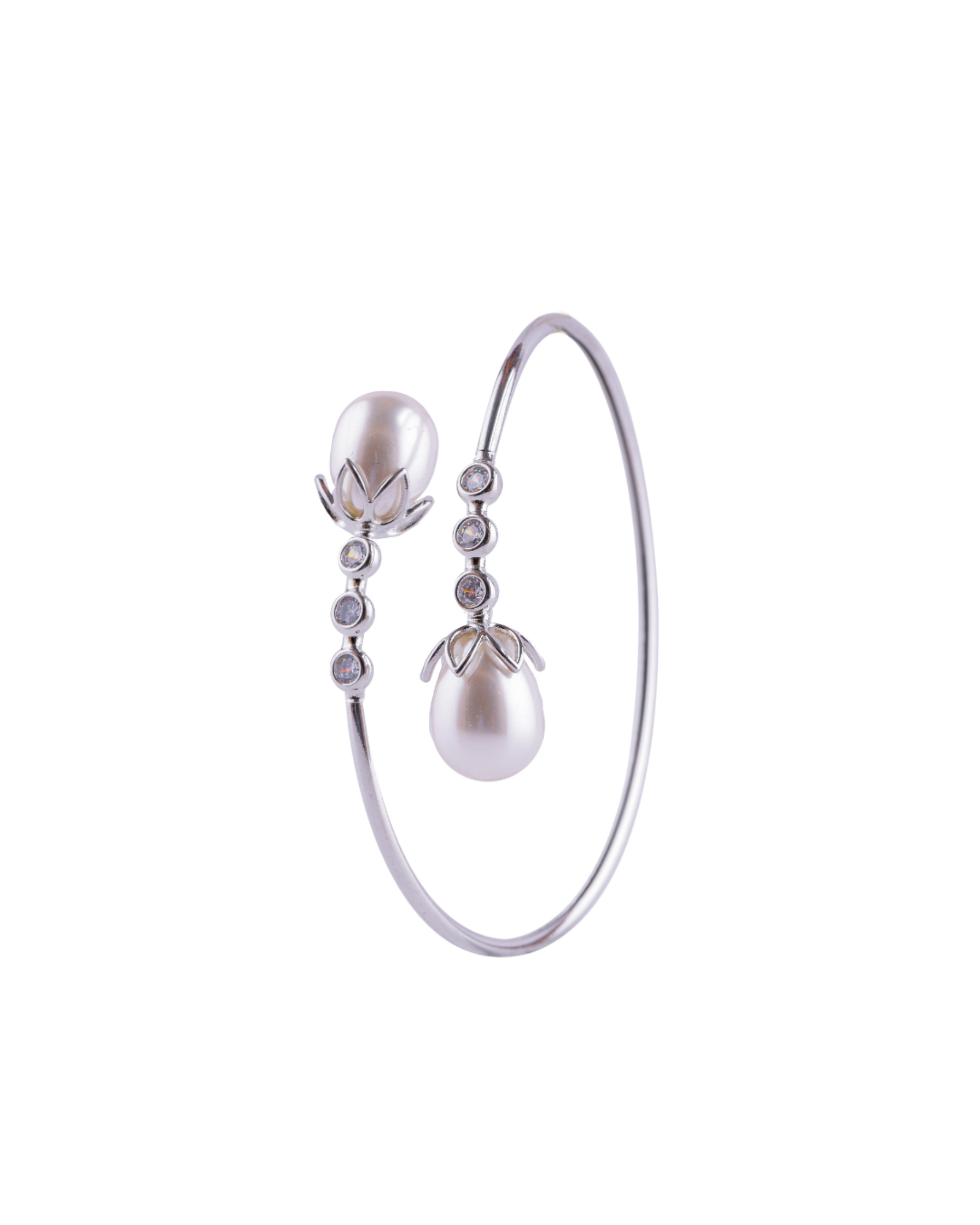 Designer Silver Plated Pearl Cuff Bracelet