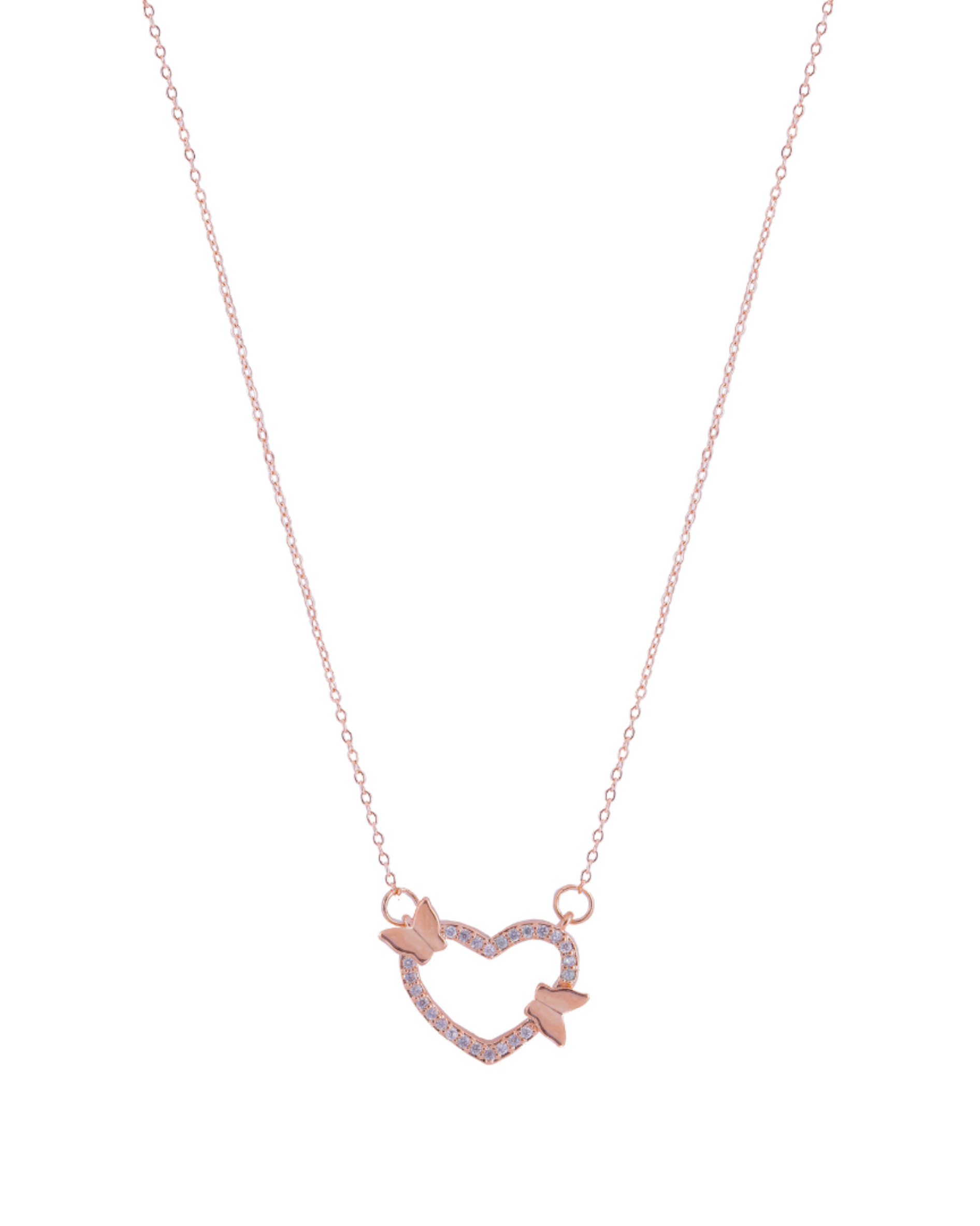 Dainty Butterfly & Heart Pendant Chain