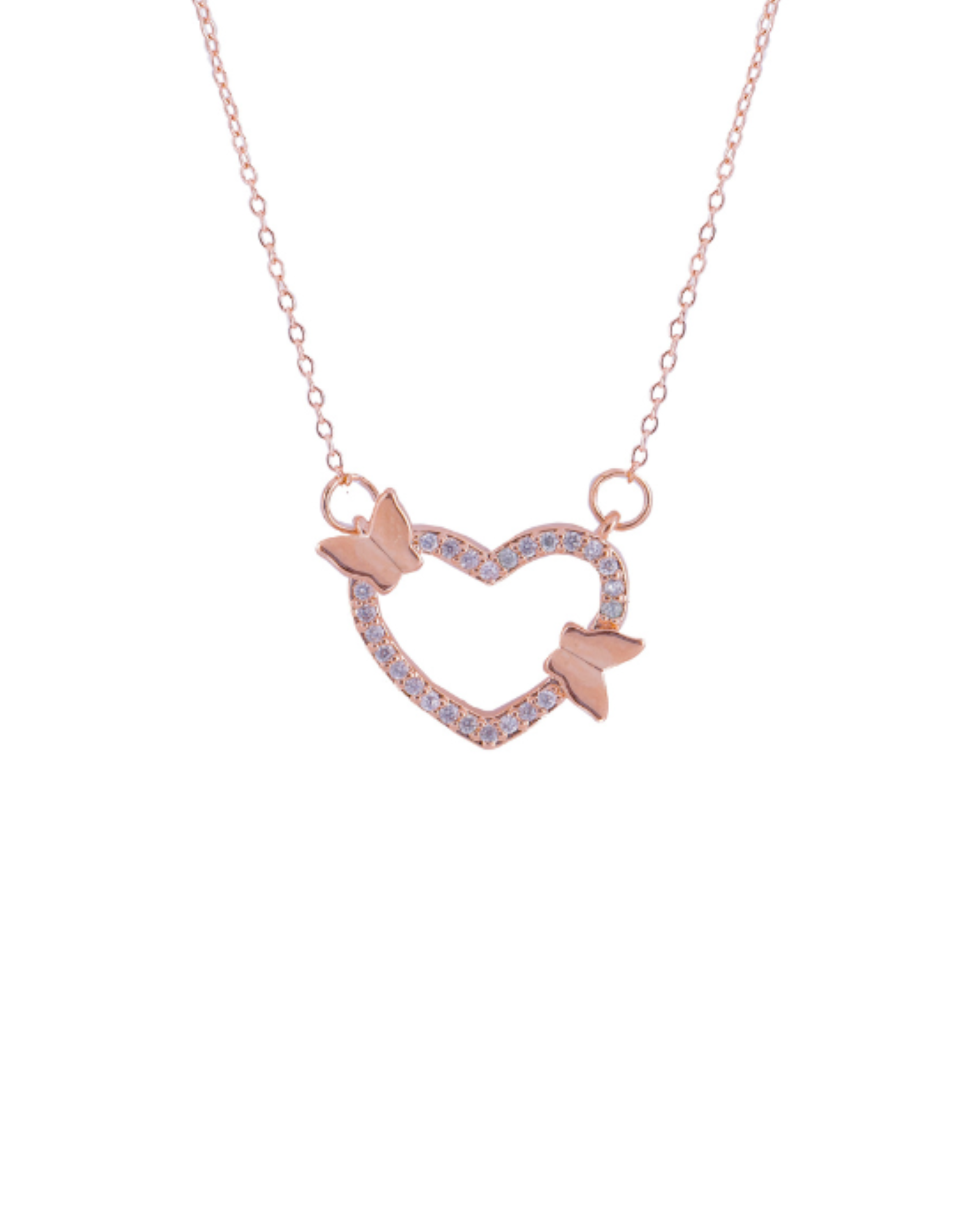 Dainty Butterfly & Heart Pendant Chain