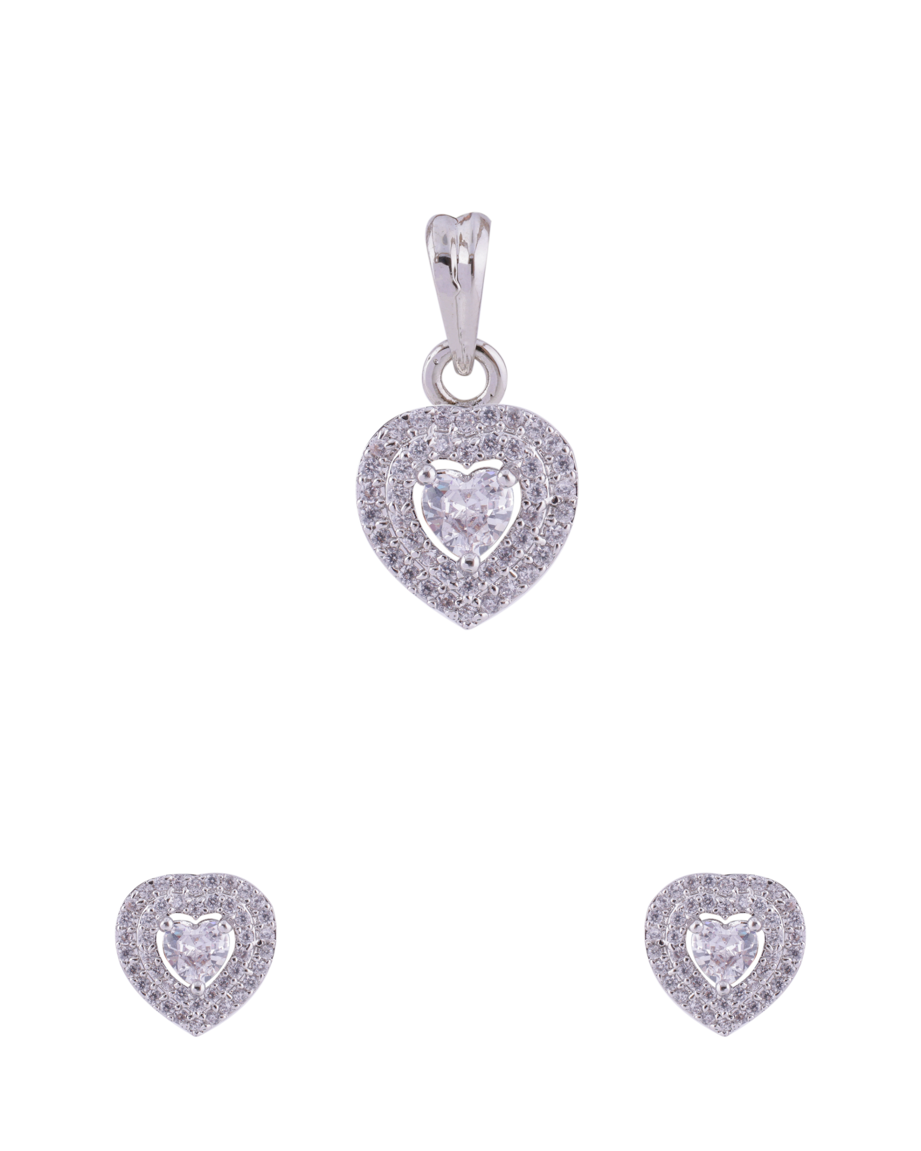 Dainty Heart Solitaire Pendant Set