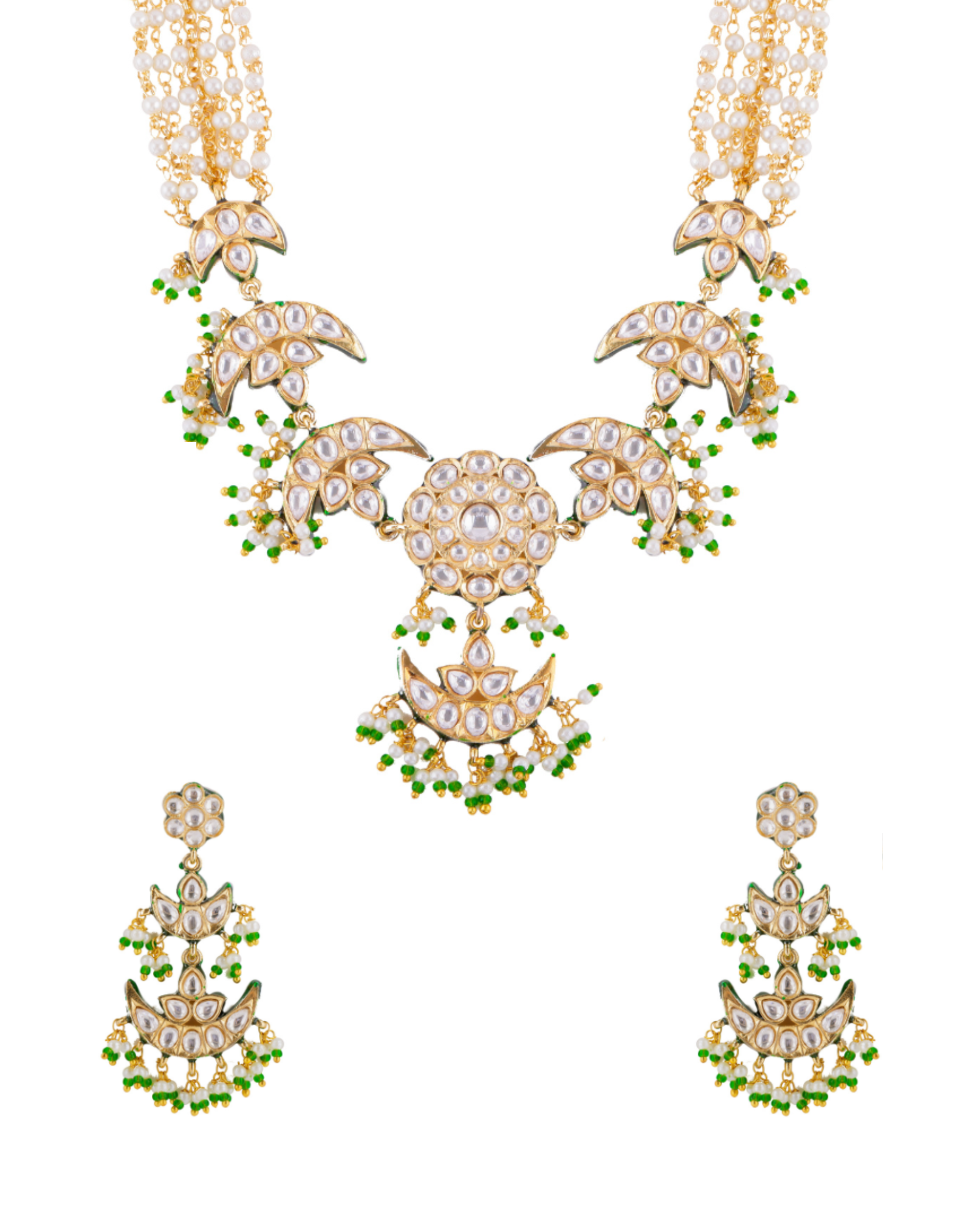 Traditonal Green Meenakari Pearl Choker Set