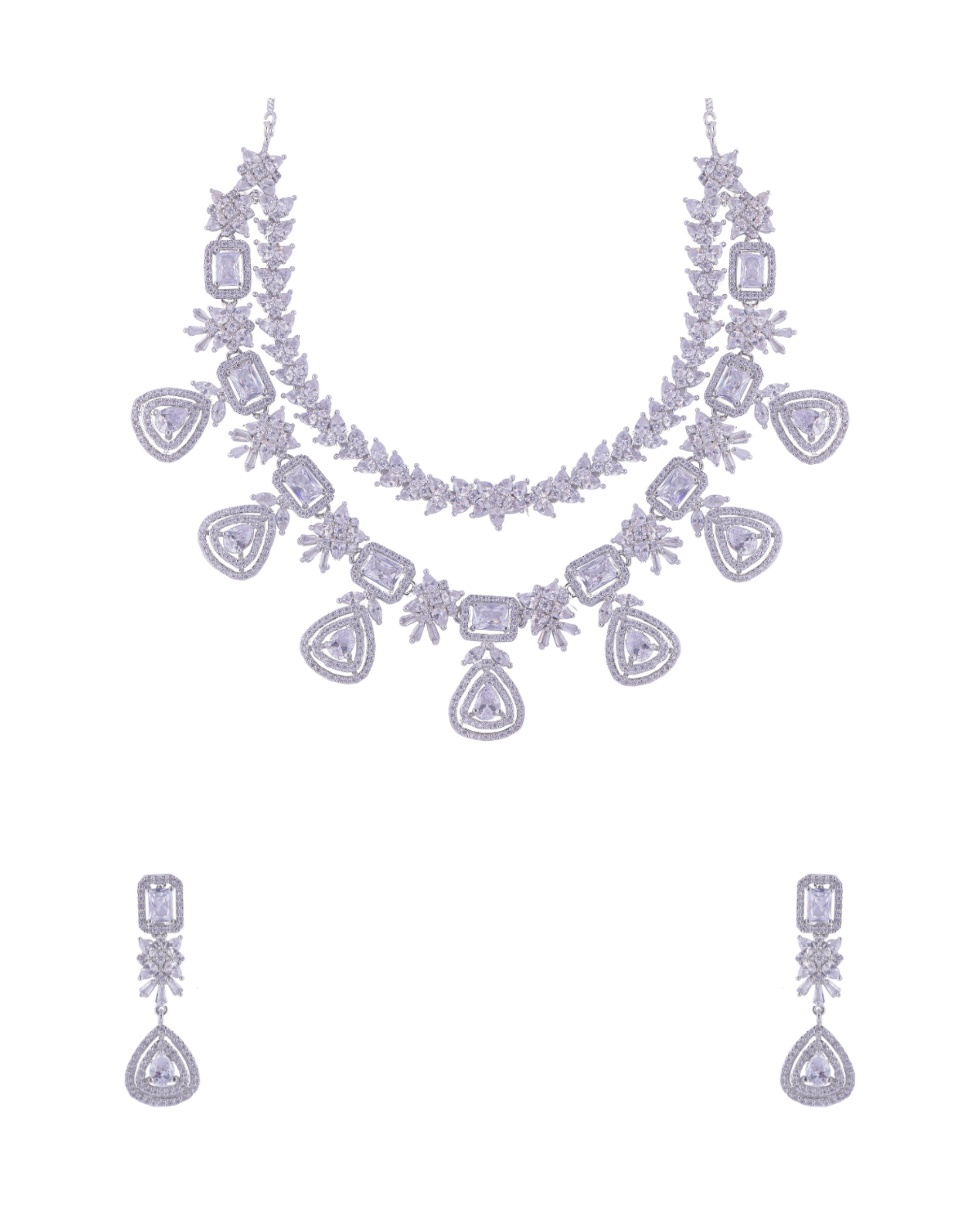 Athena Two Layered Silver Necklace Set