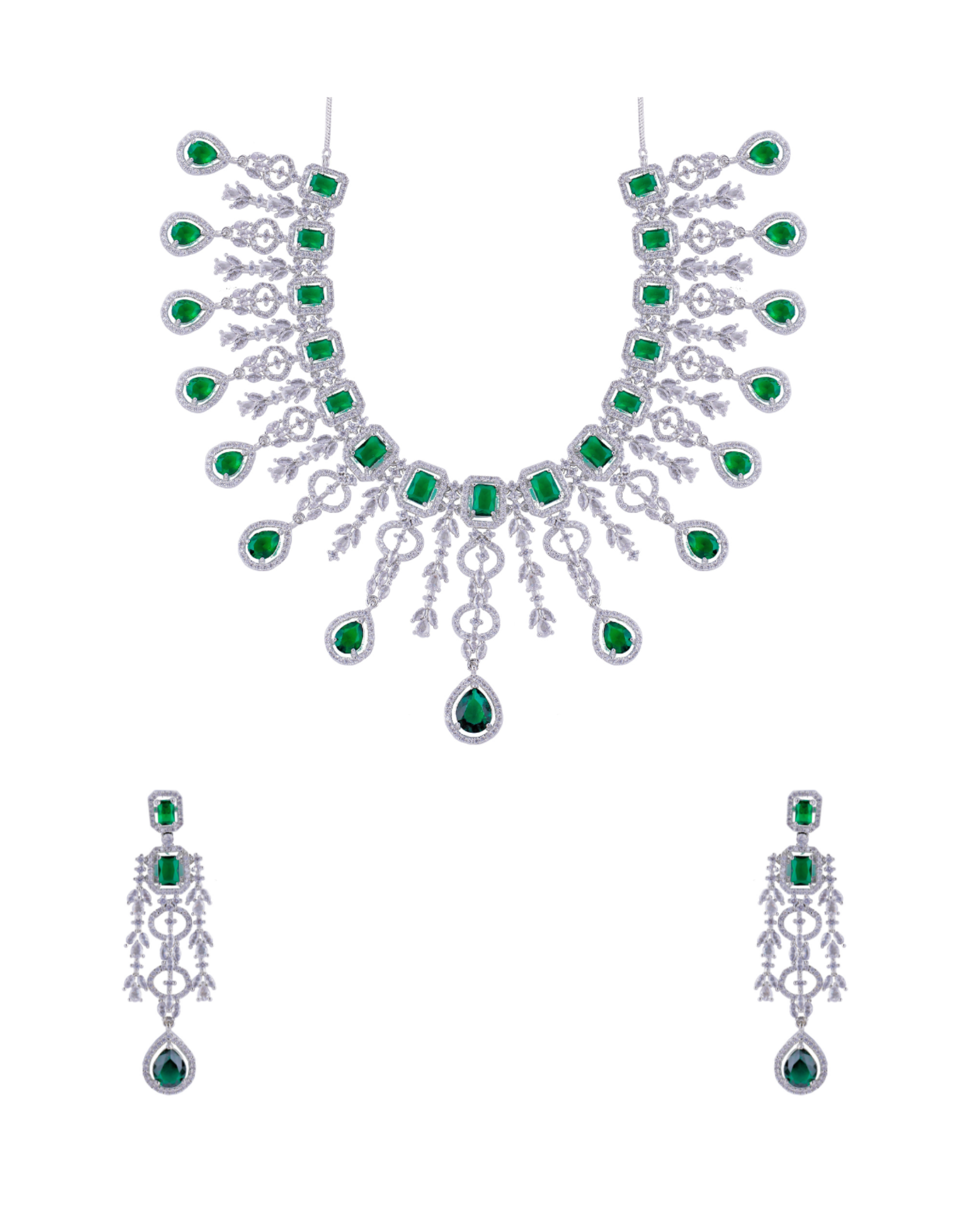 Diana Green Stone Zirconia Necklace Set