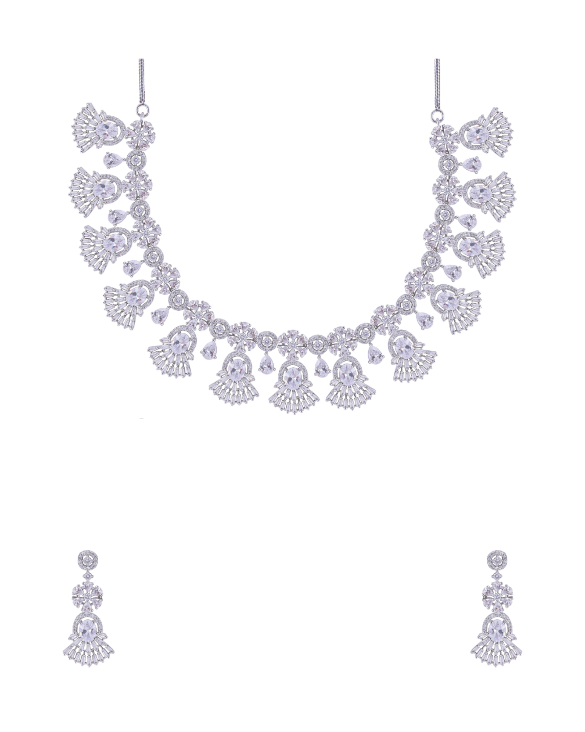 Ruhi Designer Silver Plated Necklace Set