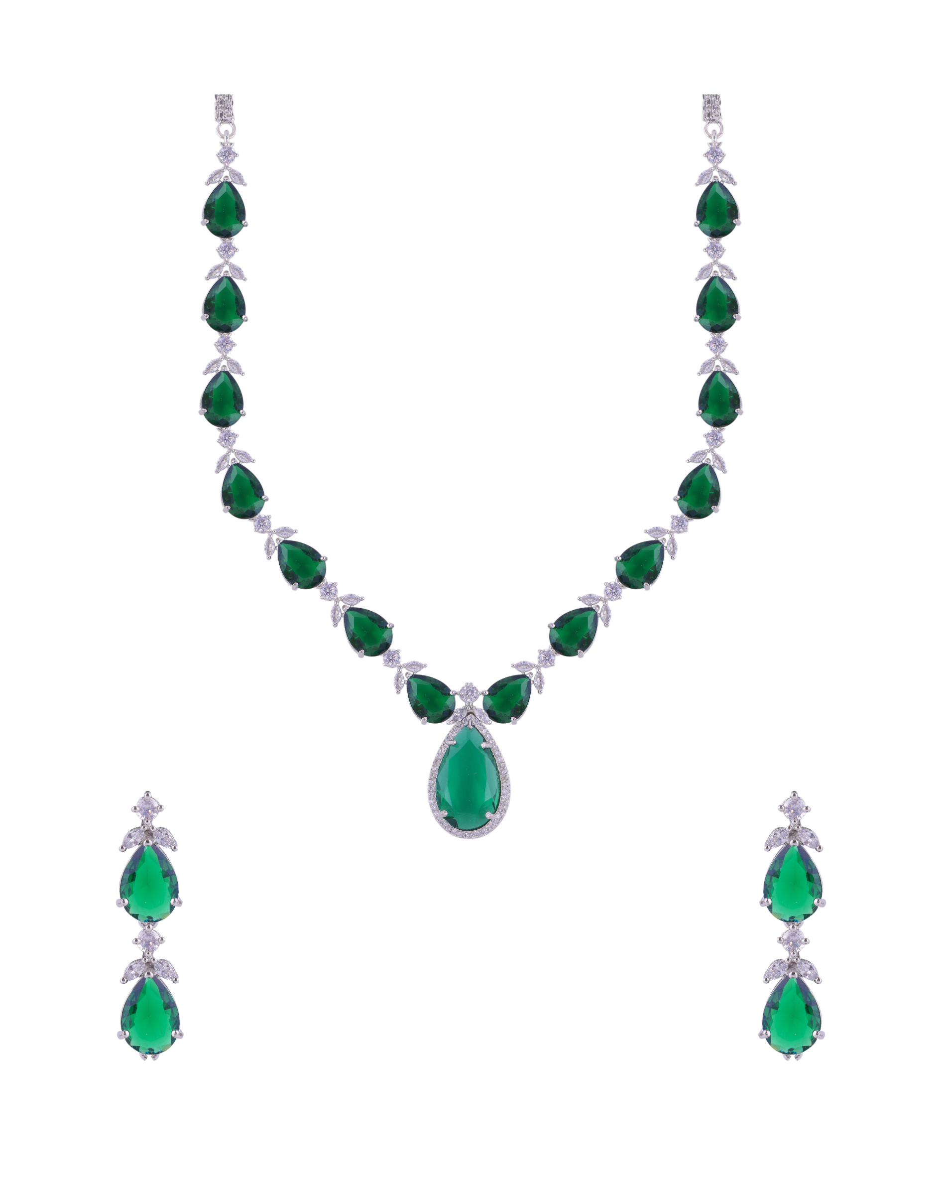 Emerald Drop Necklace Set