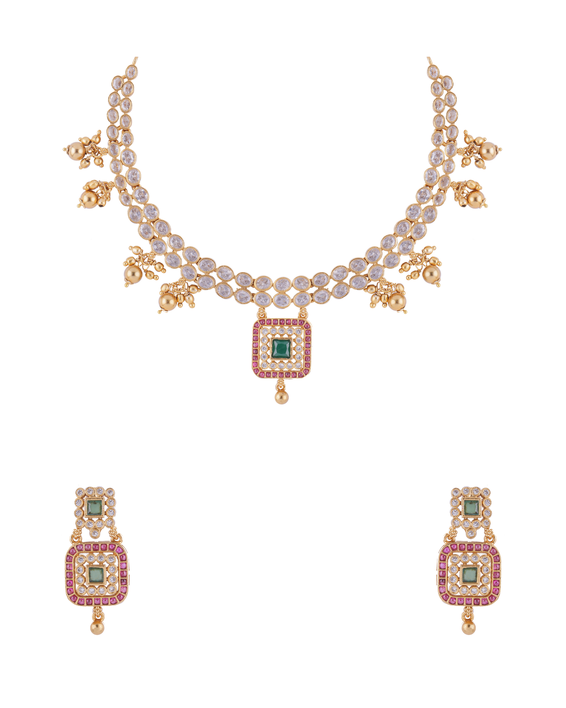 Antique Gold Multicolour Designer Necklace Set