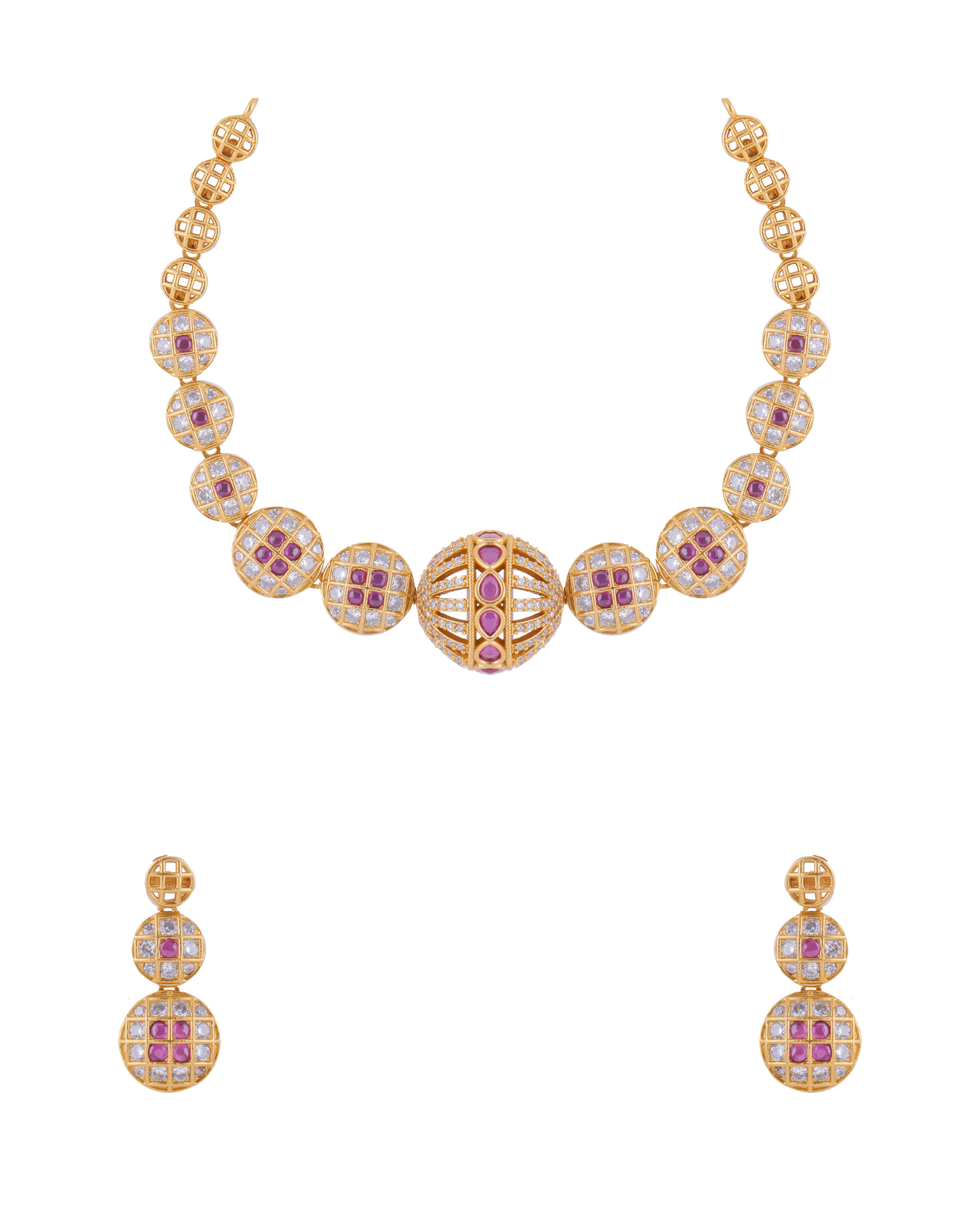 Traditional Antique Gold Ball Necklace Set