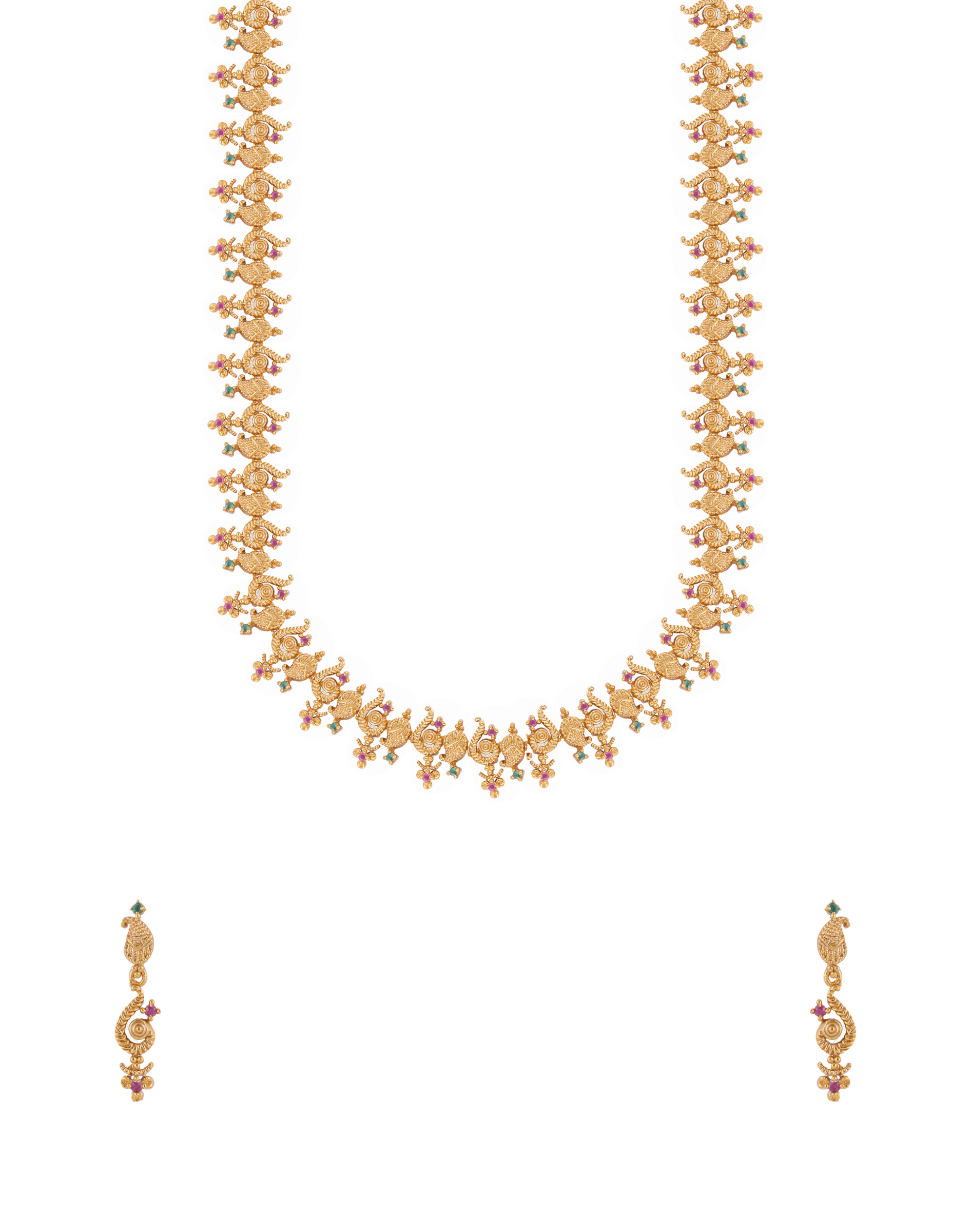 Traditional Gold Antique Long Necklace Set