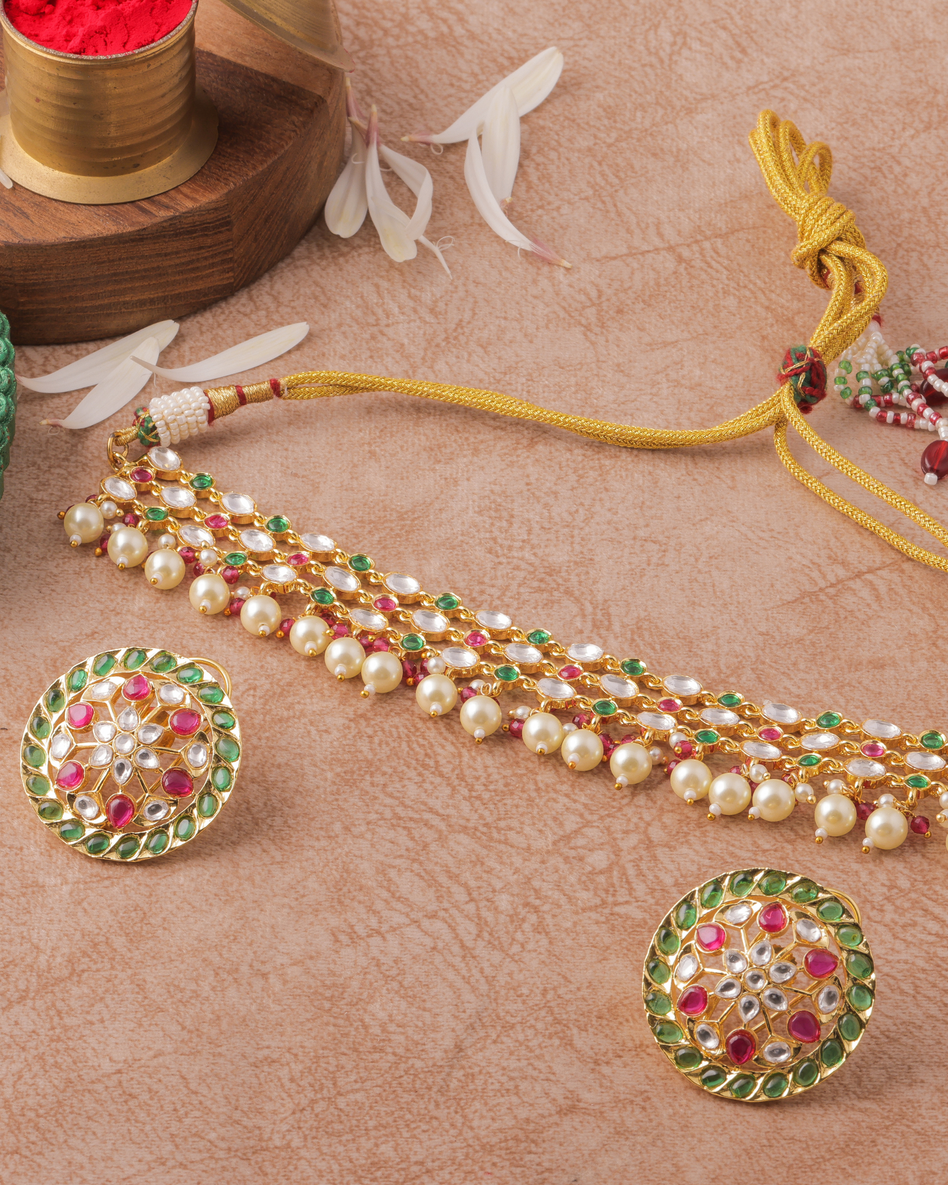 Multi-stone Kundan Choker Necklace Set