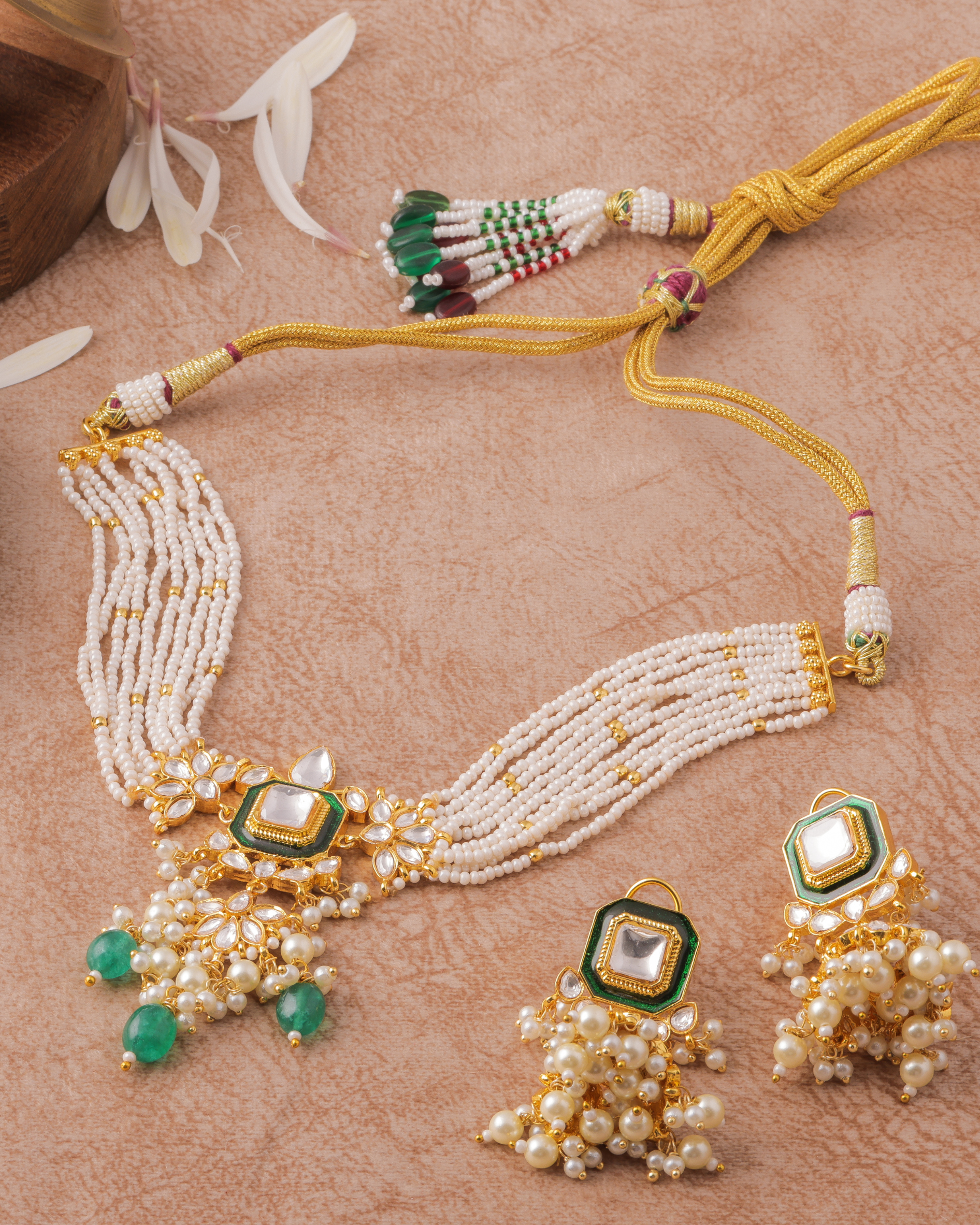 Traditional Kundan & Pearl Choker Set