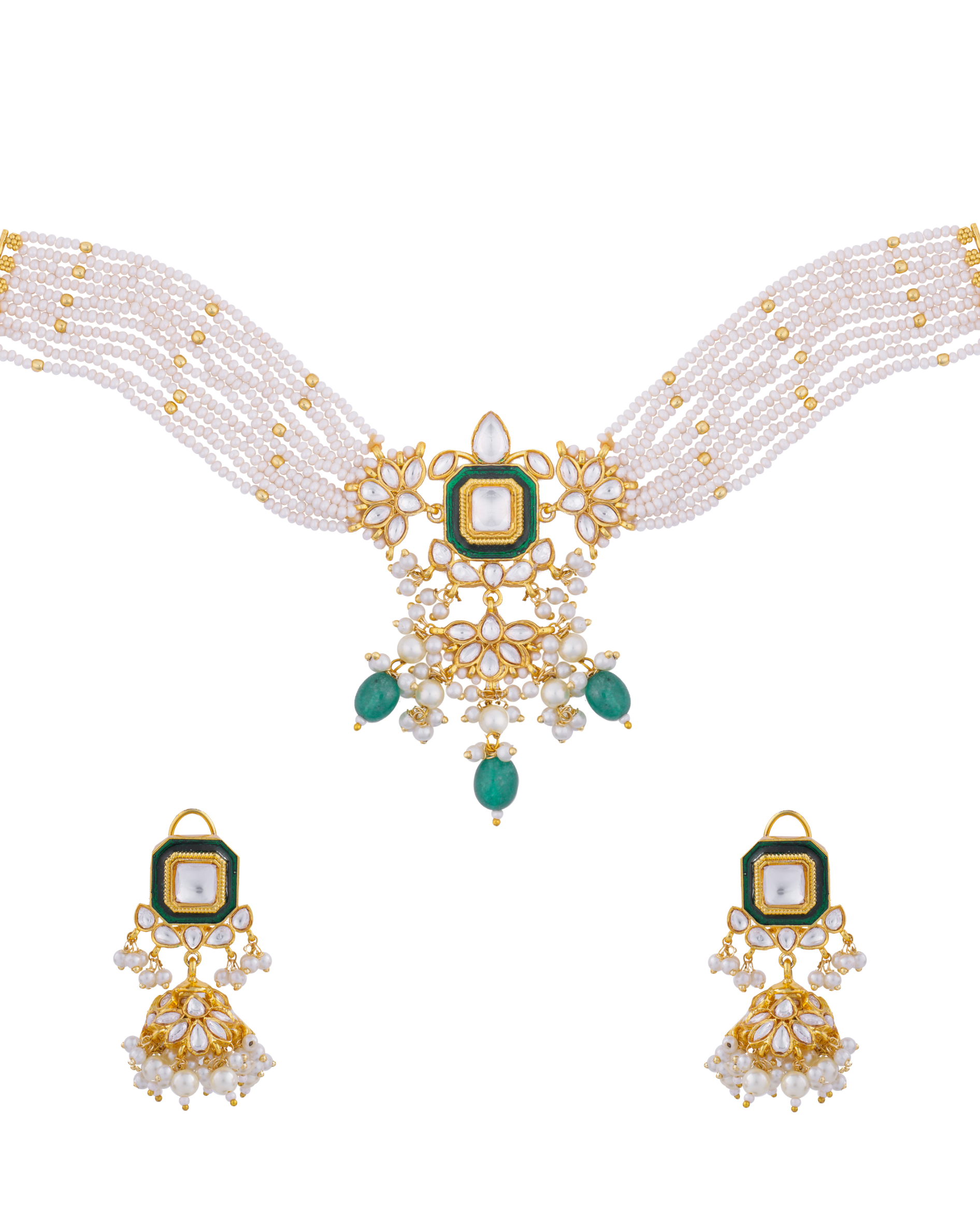 Traditional Kundan & Pearl Choker Set