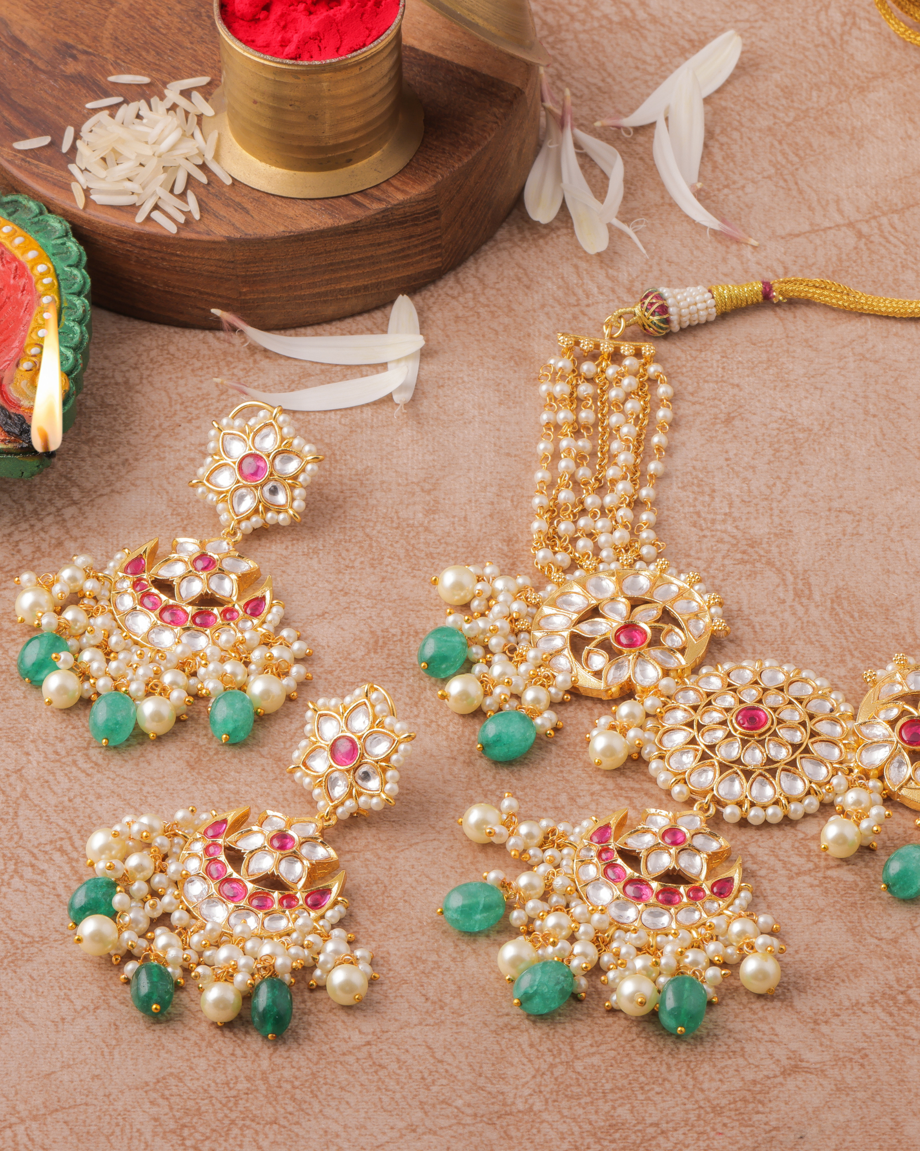 Multi-Stone & Pearl Kundan Choker Necklace Set