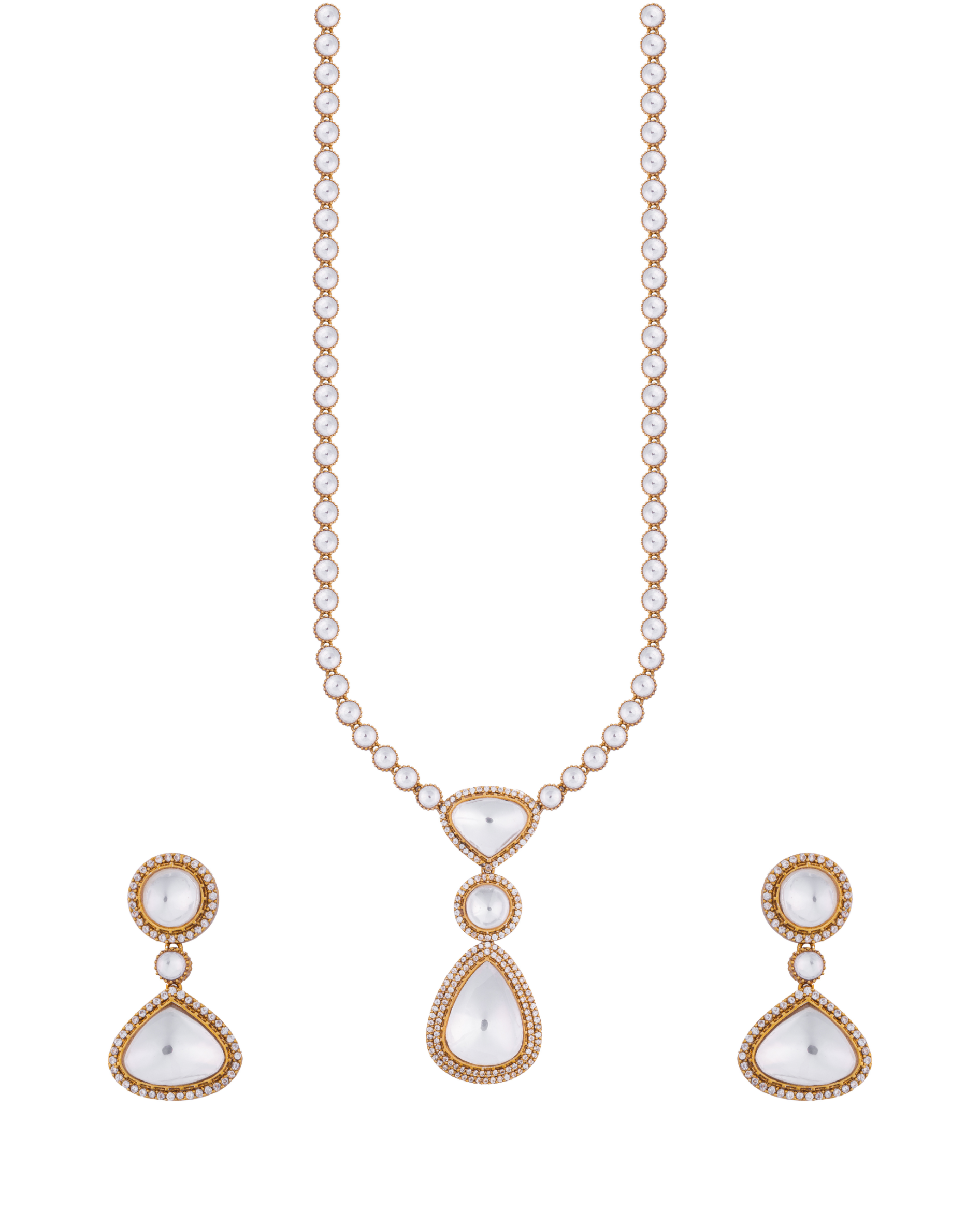 Traditional Kundan Drop Long Necklace Set