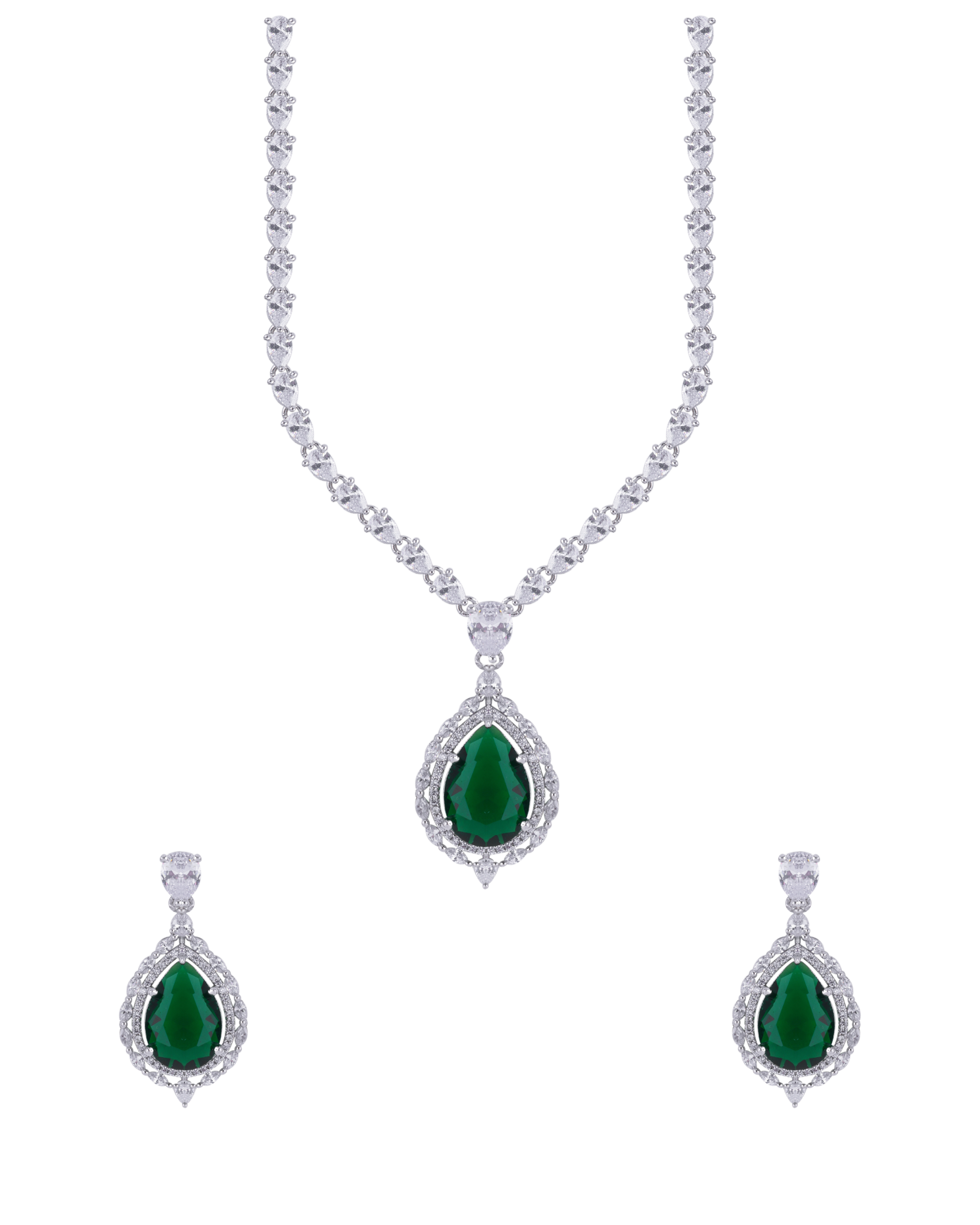 Designer Zircon Teardrop Necklace Set