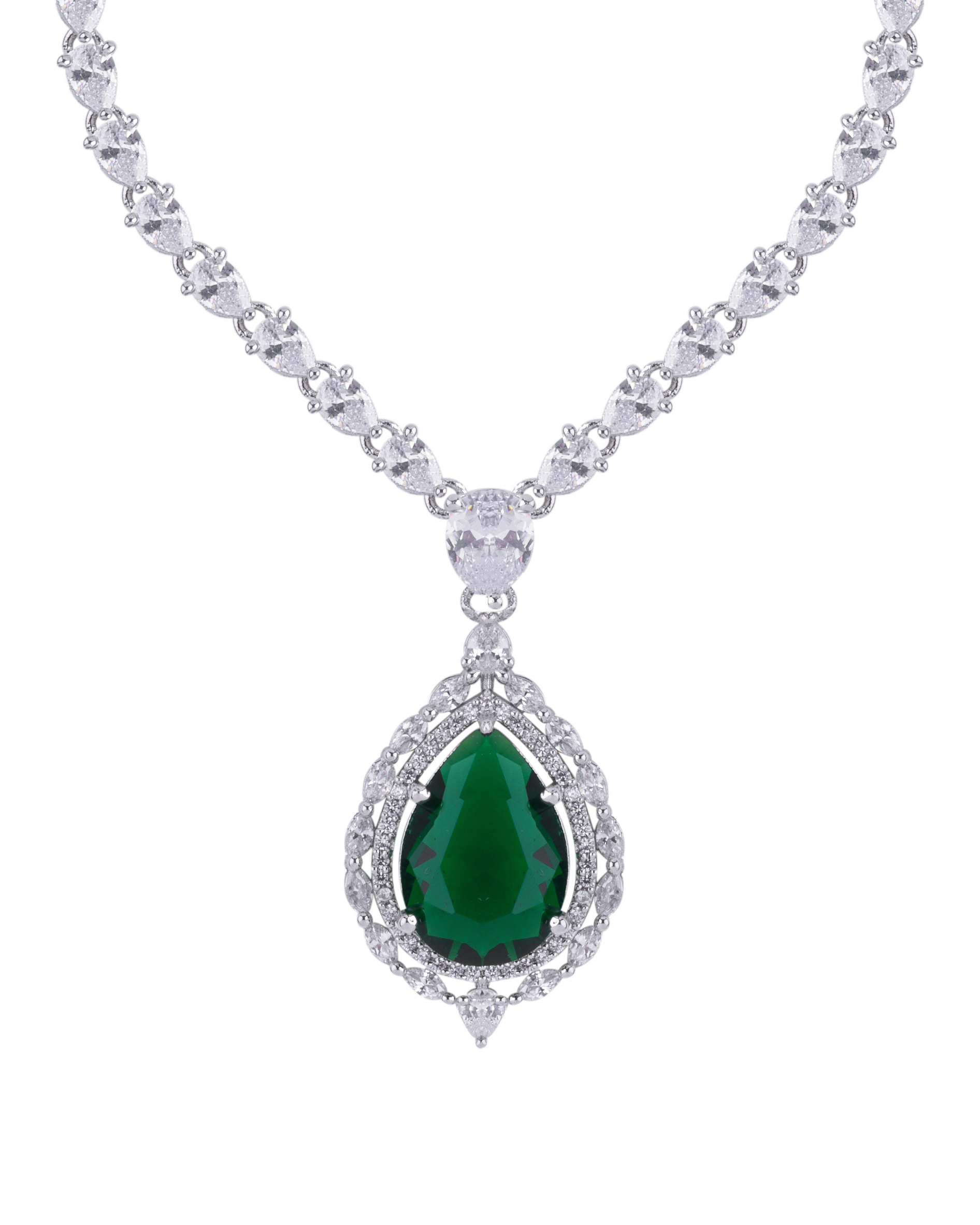 Designer Zircon Teardrop Necklace Set