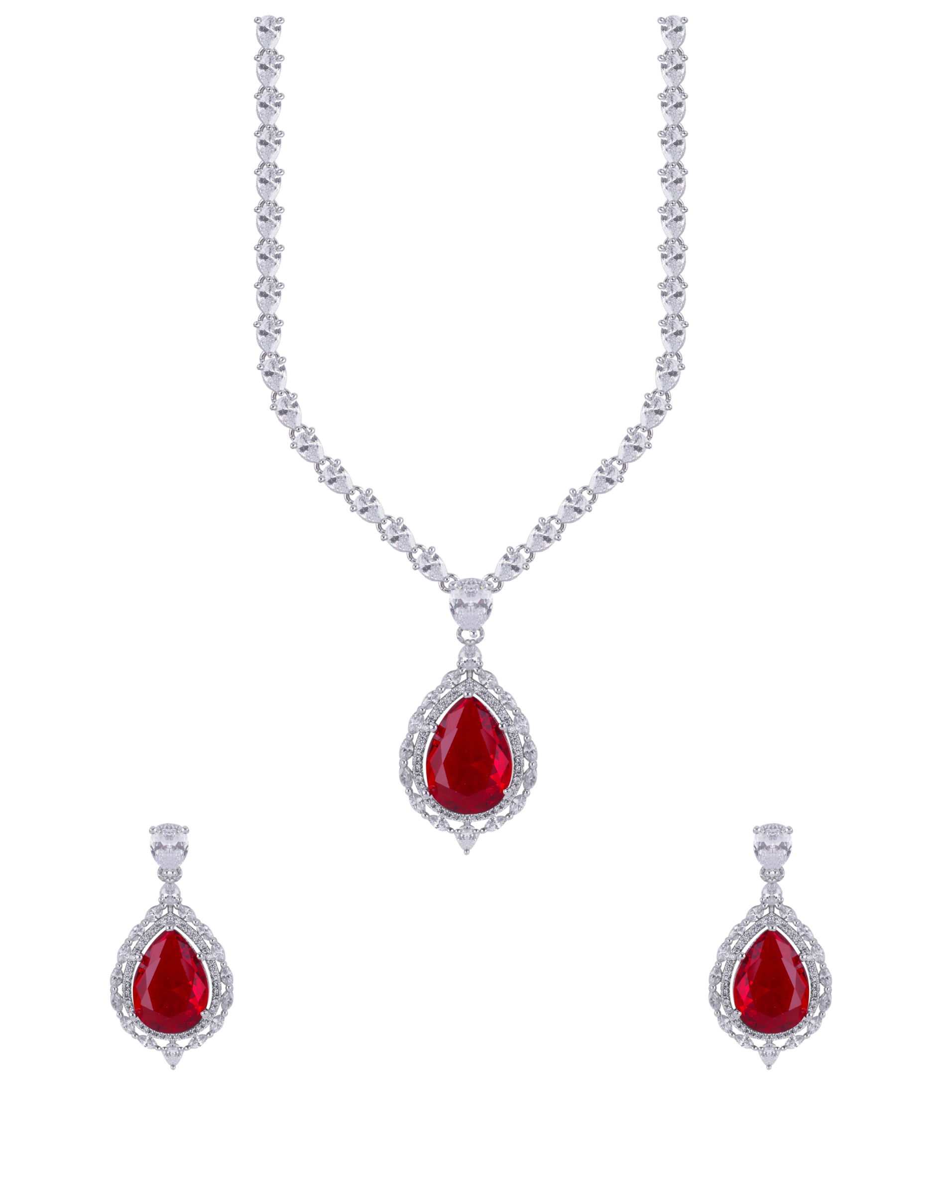 Designer Zircon Teardrop Necklace Set