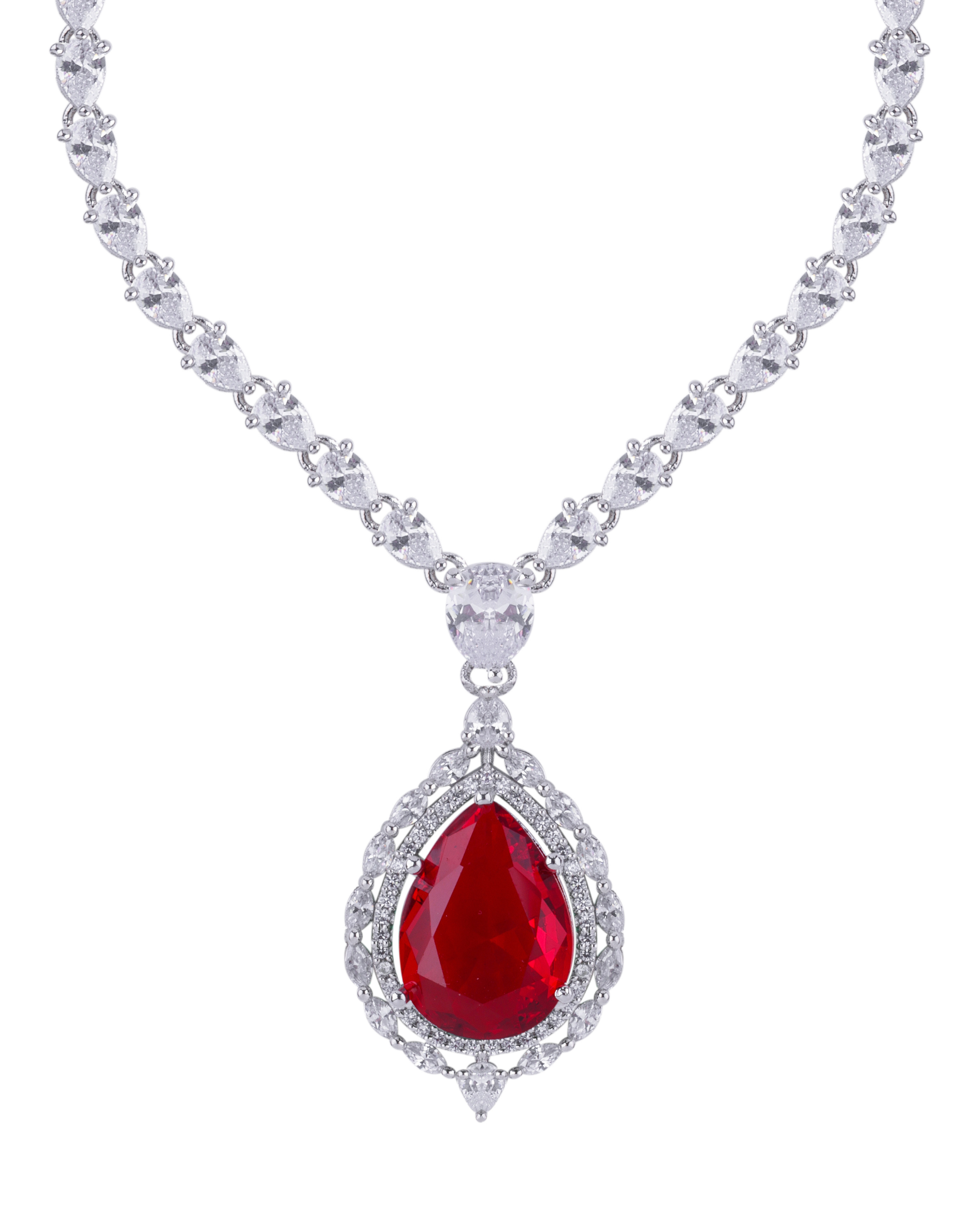 Designer Zircon Teardrop Necklace Set