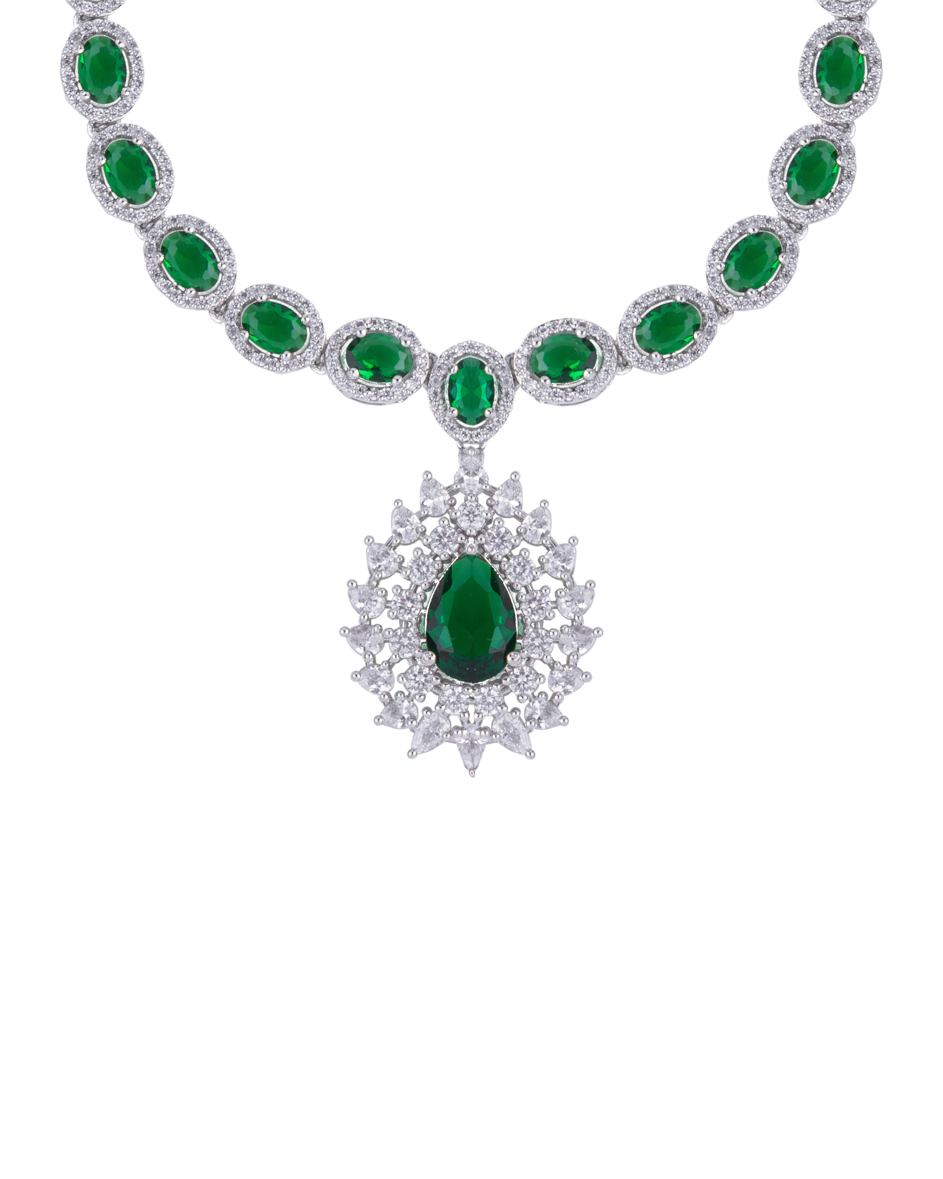 Emerald Sunburst Necklace Set