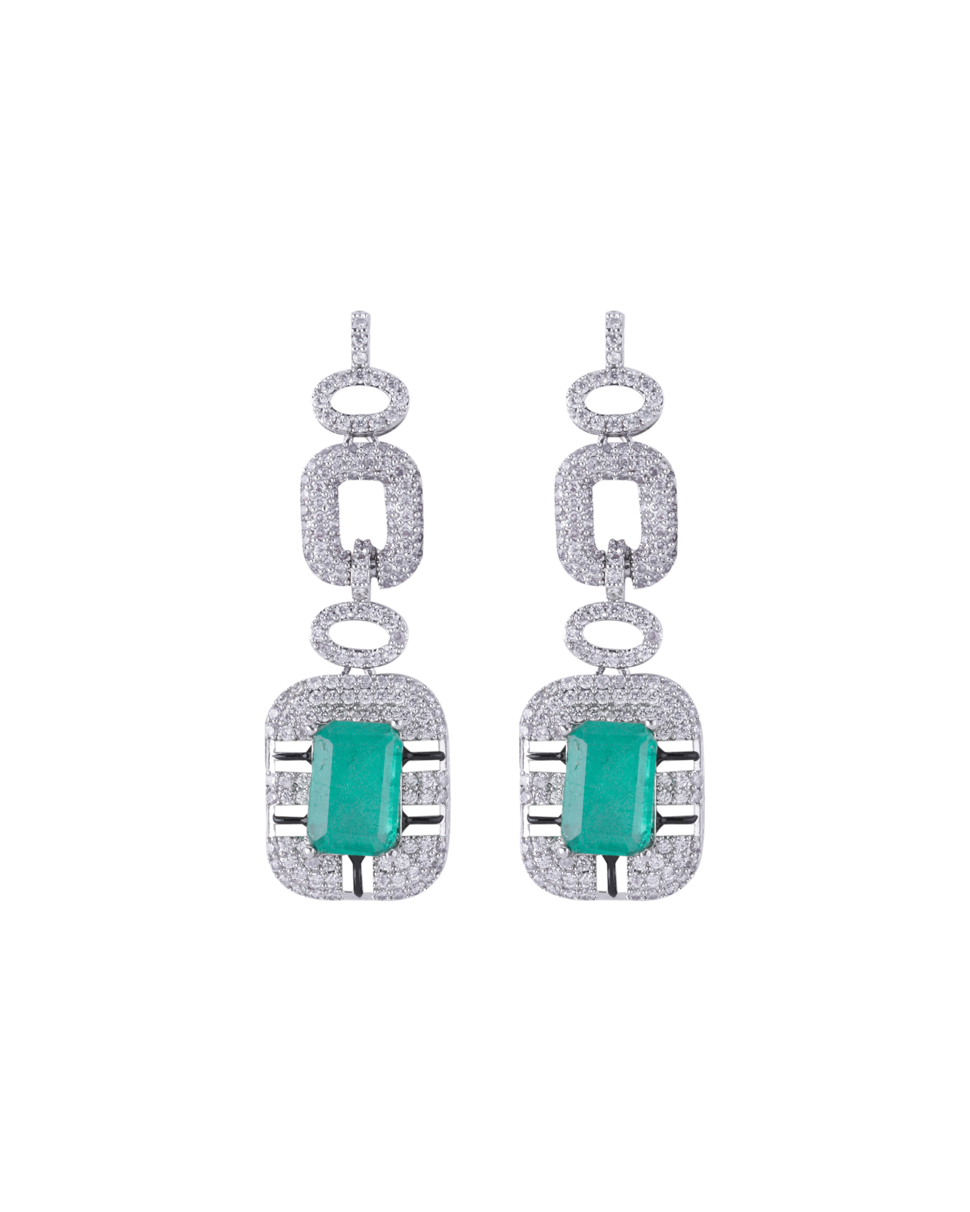 Emerald Doublet Rectangular Stone Necklace Set