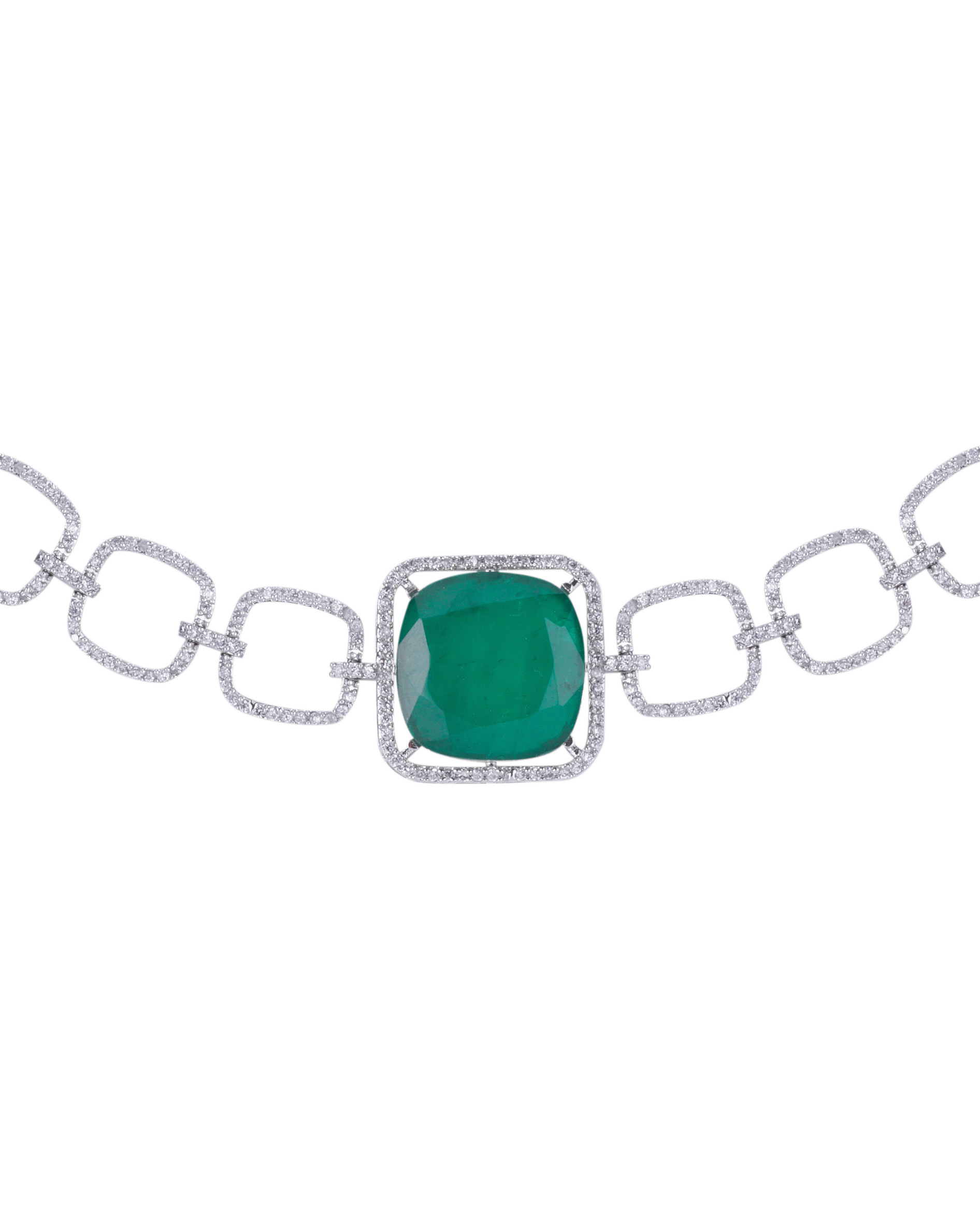 Doublet Emerald Link Choker Necklace Set