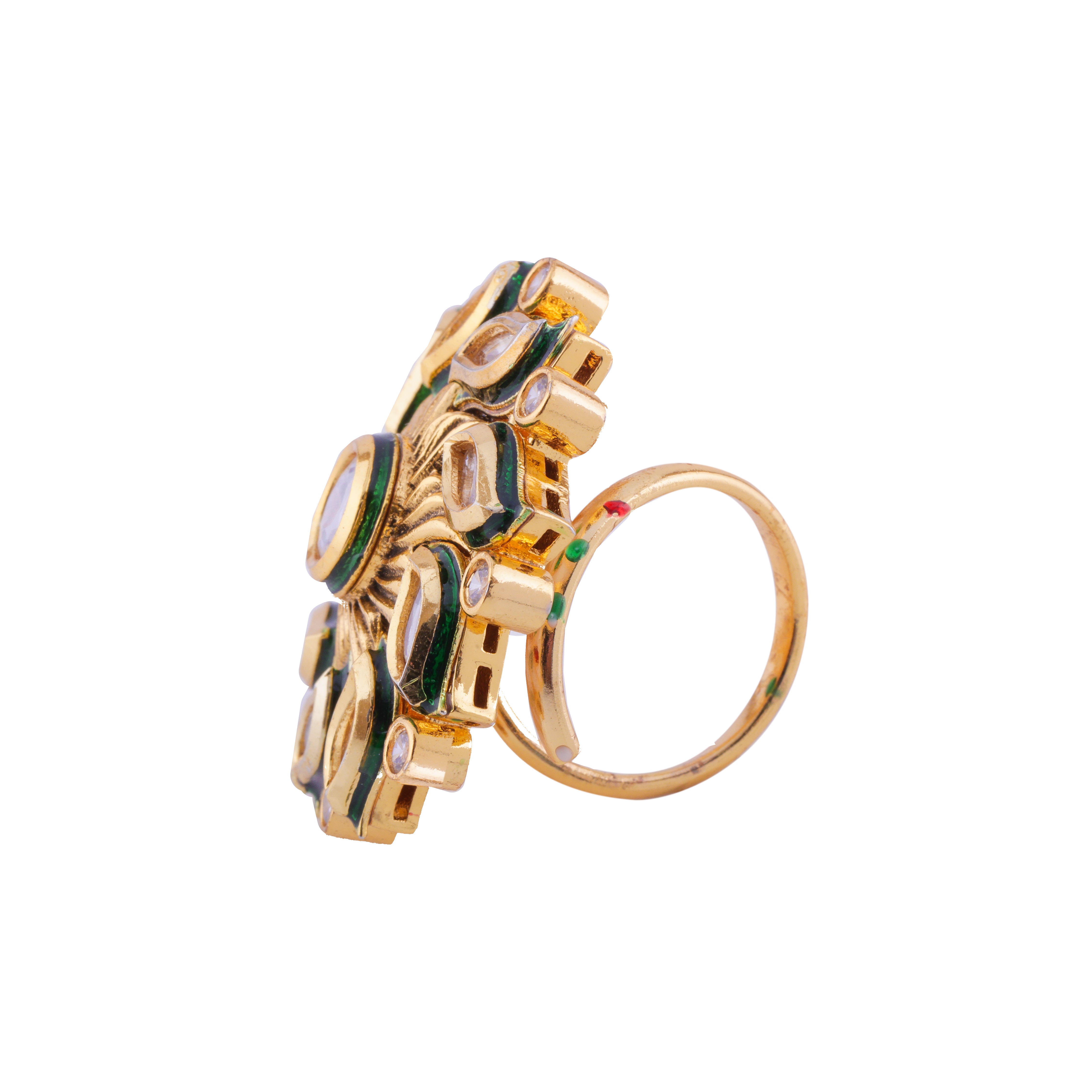 Designer Gold Plated Kundan Ring