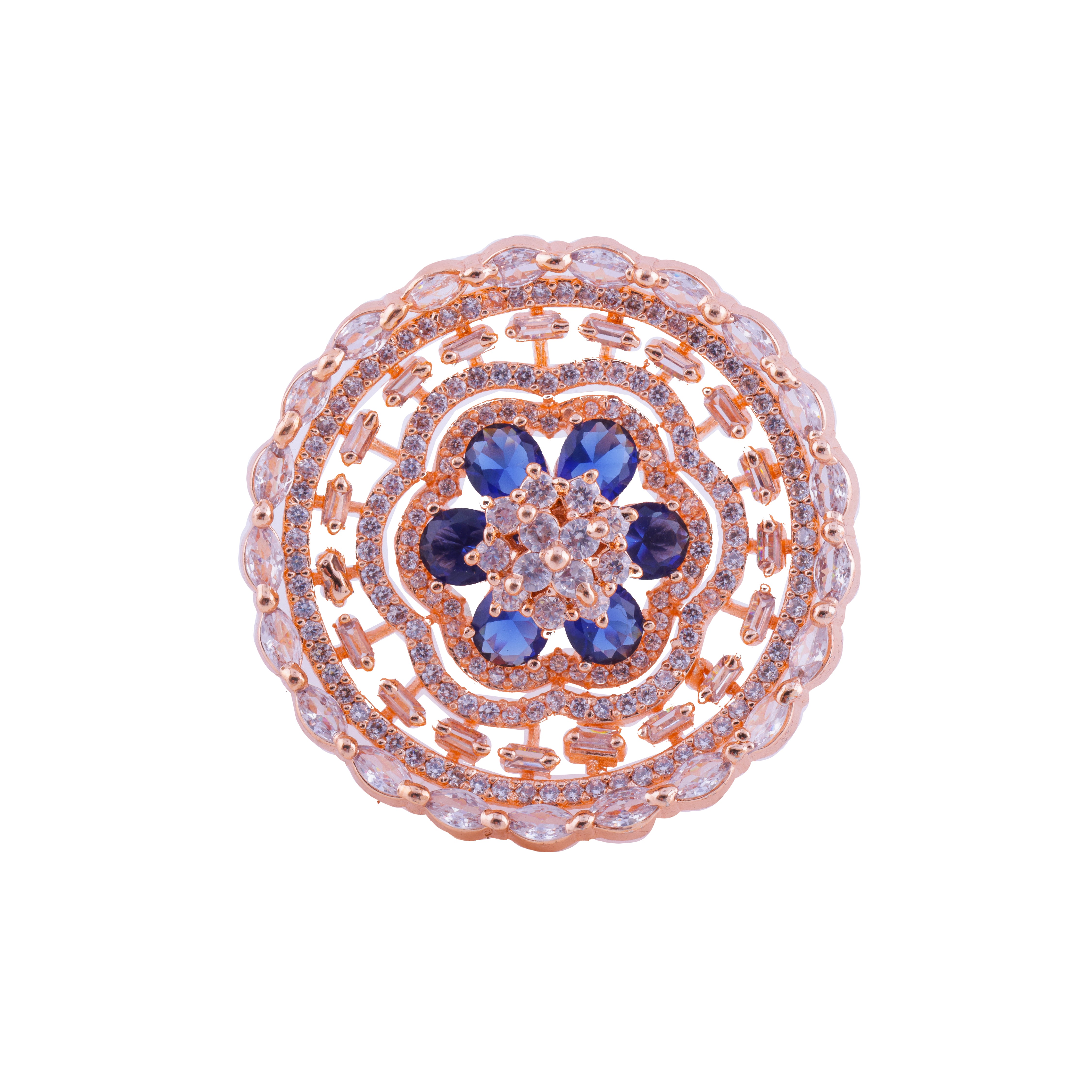 Designer Rose Gold Flower Cocktail Ring