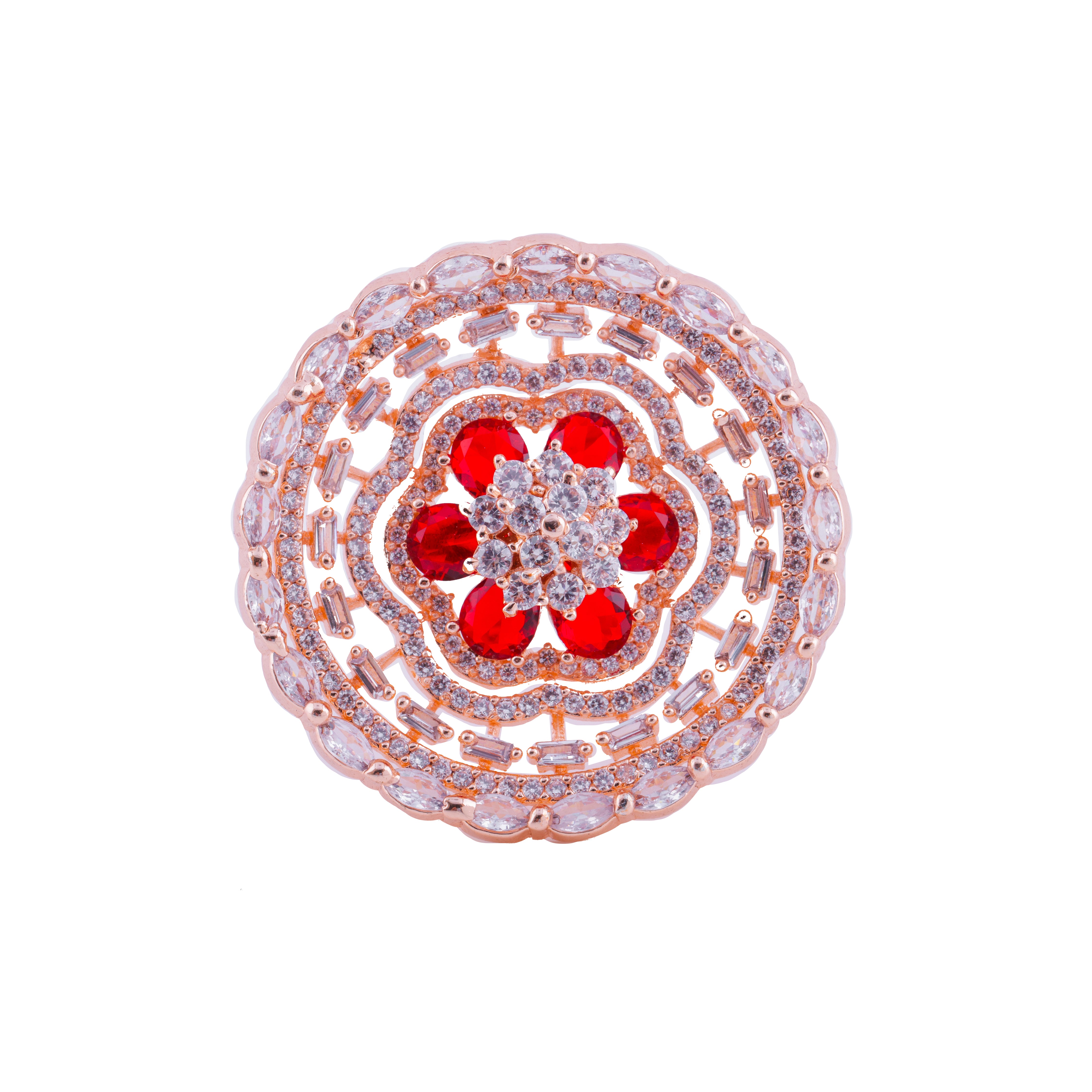 Designer Rose Gold Flower Cocktail Ring